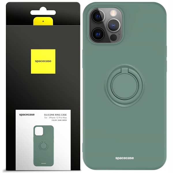 Spacecase Silikon Ringfodral För Iphone 12 Pro Max Mörkgrön Skydd