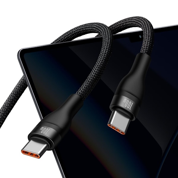 BASEUS HURTIG OPLADEKABEL 2IN1 USB-C - 2XUSB-C 100W 1,5M SORT