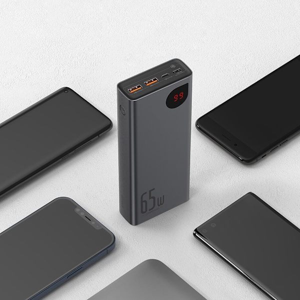 Baseus Adaman Powerbank 2x USB / 1x USB Type C / 1x micro USB 20000mAh 65W Quick Charge 4.0 Power Delivery svart (PPIMDA-D01)