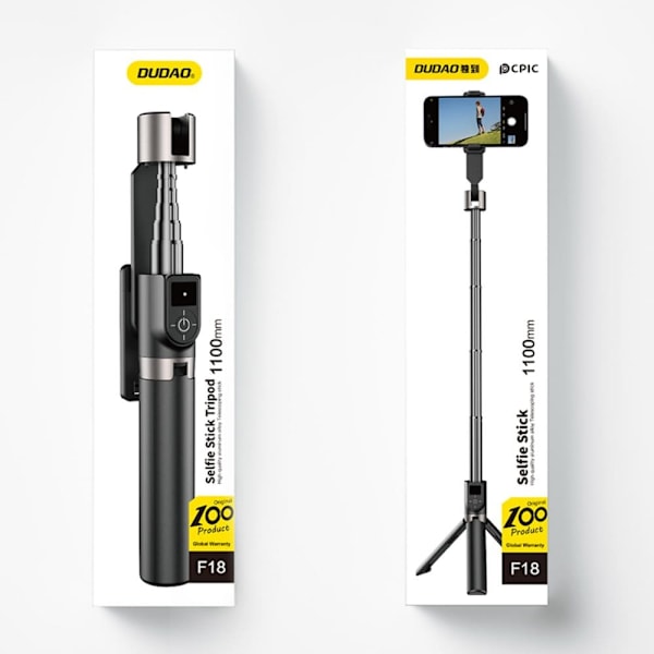 DUDAO SELFIE STIK / TELESKOPISK STAND MED STIV SORT