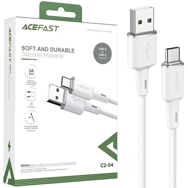 ACEFAST KABEL LANG STÆRK USB - USB TYPE C 1,2M 3A HVID
