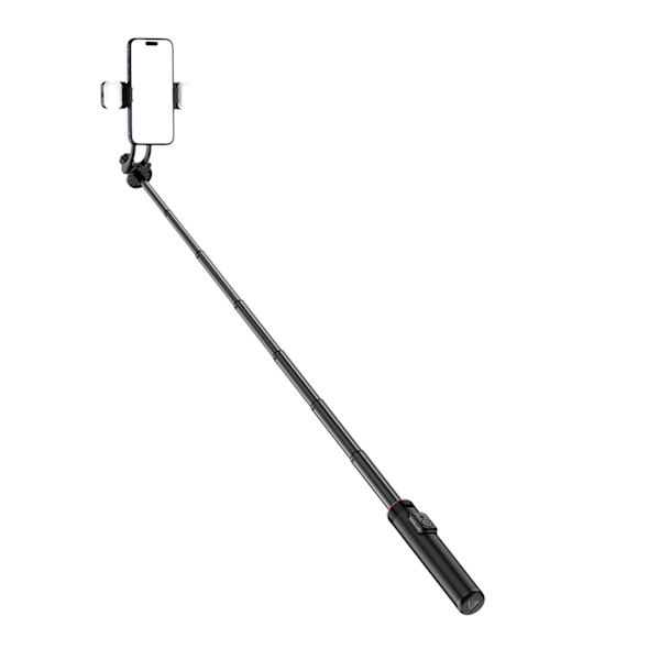 SELFIE STICK WC12YDS TELESKOPSTATIV 1,3 M ALUMINIUMSLEGERING MED DOBBELT LYS OG TELEFONHOLDER - SORT