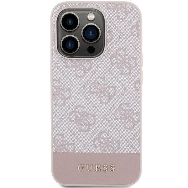 Guess 4G Stripe Collection-deksel til iPhone 15 Pro - rosa