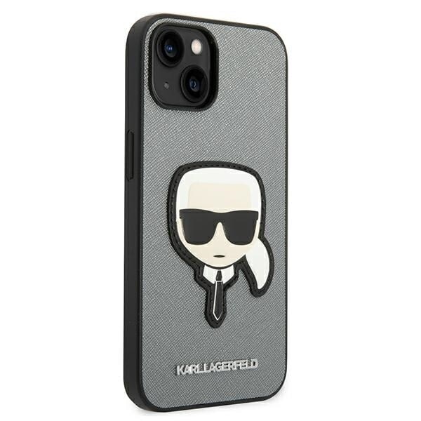 Karl Lagerfeld KLHCP14MSAPKHG iPhone 14 Plus 6.7 sølv/sølv hardt etui Saffiano Karls hodemerke