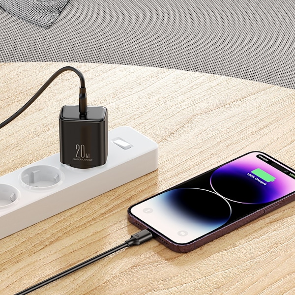 USB C 20W PD Joyroom JR-TCF06 lader med USB C - Lightning-kabel - svart