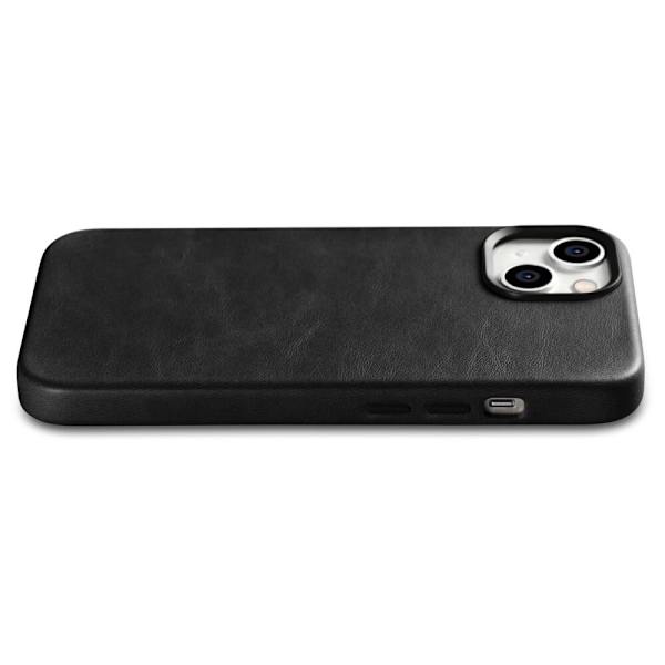 iCarer Oil Wax Premium Leather Case magnetisk lærveske for iPhone 14 og MagSafe svart (WMI14220701-BK)