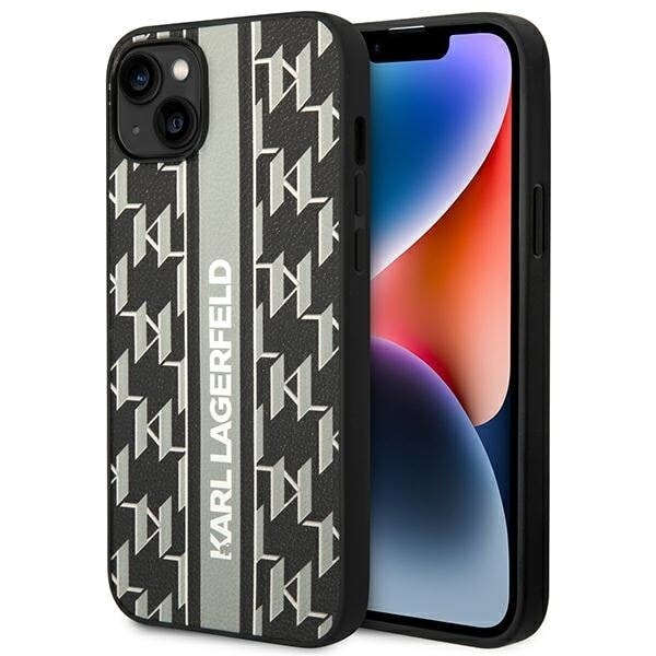 KARL LAGERFELD MONOGRAM STRIPE ETUI TIL IPHONE 14 PLUS - GRÅ