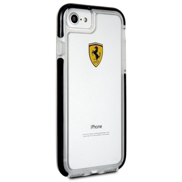FERRARI STØDSIKKERT ETUI TIL IPHONE 7 / 8 / SE 2020 / SE 2022 - GENNEMSIGTIG OG SORT