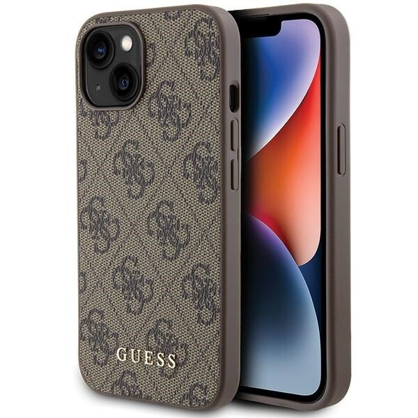 Guess 4G Metal Gold Logo Deksel til iPhone 15 - Brun