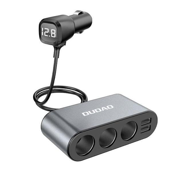 DUDAO BILOPLADER 2XUSB/3X CIGARET LÆNTER STIK SPLITTER SORT
