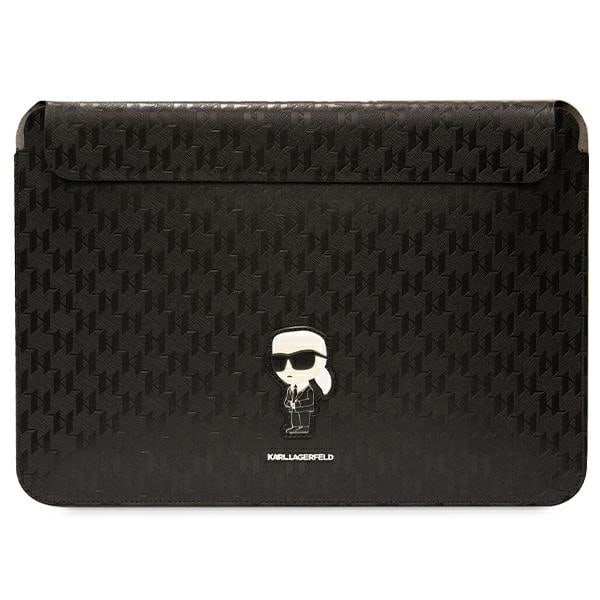 KARL LAGERFELD SAFFIANO MONOGRAM IKONIK ETUI TIL EN 16" BÆRBAR COMPUTER - SORT