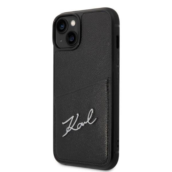 KARL LAGERFELD SIGNATURE LOGO CARDSLOT ETUI TIL IPHONE 14 PLUS - SORT
