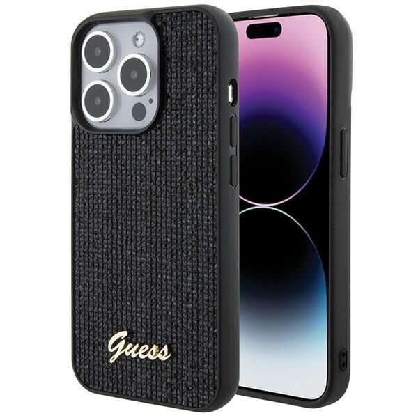 Guess Disco Metal Script-deksel til iPhone 15 Pro - svart