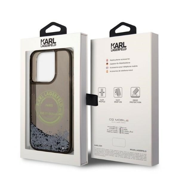 KARL LAGERFELD LIQUID GLITTER RSG ETUI TIL IPHONE 14 PRO - SORT