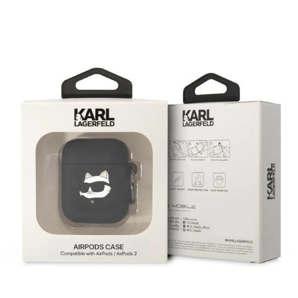 KARL LAGERFELD SILIKONE CHOUPETTE HEAD 3D ETUI TIL AIRPODS 1/2 - SORT