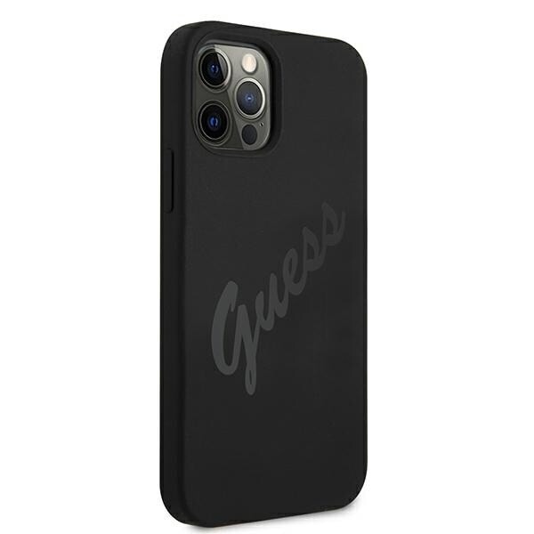 Guess GUHCP12LLSVSBK iPhone 12 Pro Max 6.7 svart/svart hardt deksel Script Vintage