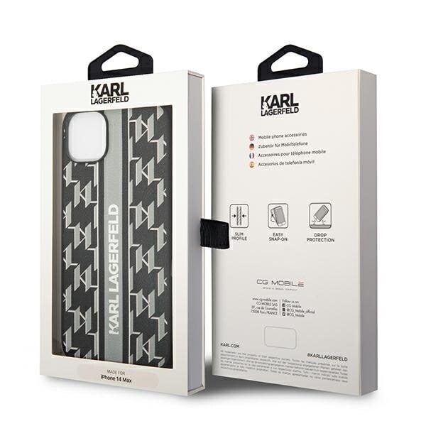 KARL LAGERFELD MONOGRAM STRIPE ETUI TIL IPHONE 14 PLUS - GRÅ