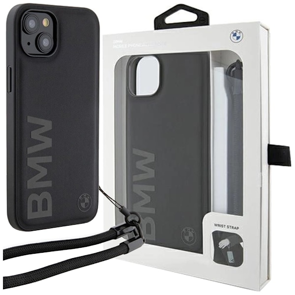 BMW SIGNATURE LÆDER WORDMARK CORD COVER TIL IPHONE 15/14/13 - SORT