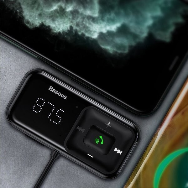 Trådløs Bluetooth FM-sender med lader Baseus S-16 (Overseas edition) - svart