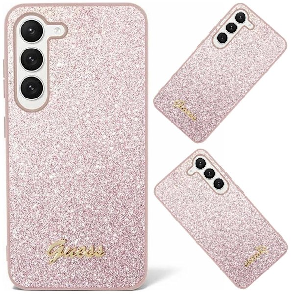 Guess Glitter Script-deksel til Samsung Galaxy S24 Ultra - Rosa