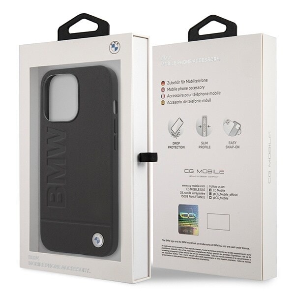 BMW BMHMP14XSLLBK-deksel til iPhone 14 Pro Max - svart signaturlogo Imprint Magsafe