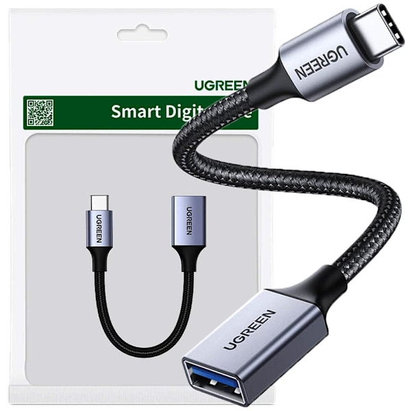 Ugreen OTG-adapterkabel USB-C (hann) - USB-A (hunn) 5 Gb/s 0,15 m svart (US378)