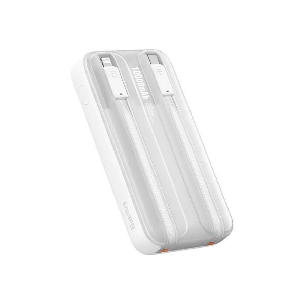 Baseus Comet Series strømforsyning med skjerm 10 000 mAh 22,5 W - hvit + USB-A - USB-C-kabel