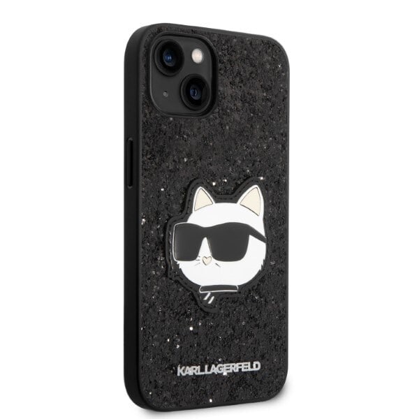 Karl Lagerfeld KLHCP14MG2CPK iPhone 14 Plus 6.7 svart/svart hardt deksel Glitter Choupette Patch