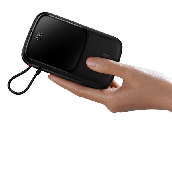 Powerbank 10000mAh 20W Baseus Qpow Pro Overseas Edition + USB C 3A-kabel - svart