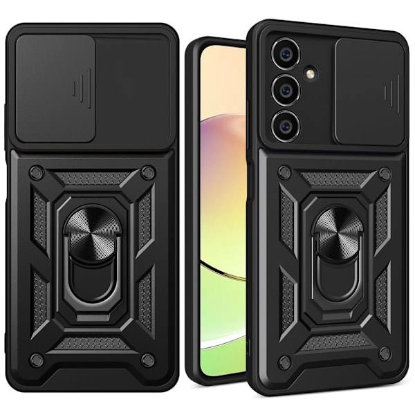 Hybrid Armor Camshield Armored Case for Samsung Galaxy S24+ med kamerabeskyttelse - svart