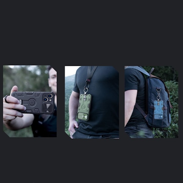 Nillkin CamShield Armor Pro Magnetic Case iPhone 14 Plus MagSafe pansret deksel stativ ring svart