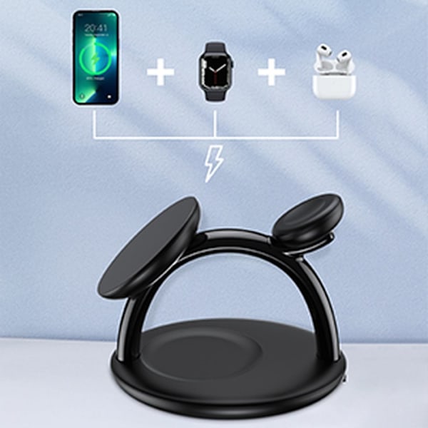 CHOETECH 3-I-1 INDUKTIV LADESTATION TIL IPHONE 12/13/14, AIRPODS PRO, APPLE WATCH SORT (T587-F)