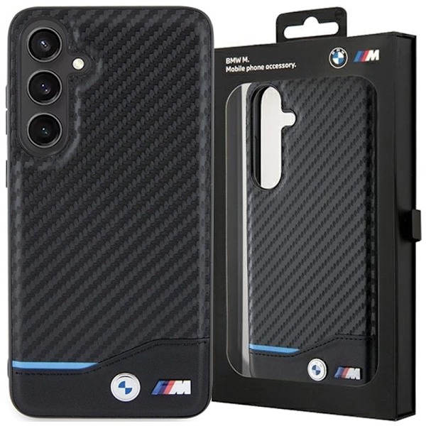 BMW Leather Carbon deksel til Samsung Galaxy S24+ - svart