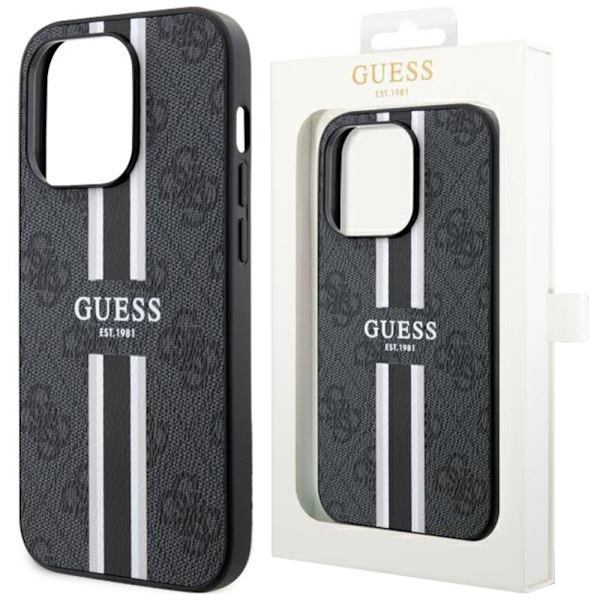 GUESS GUHMP14XP4RPSK ETUI TIL IPHONE 14 PRO MAX 6.7 - SORT 4G PRINTED STRIPES MAGSAFE