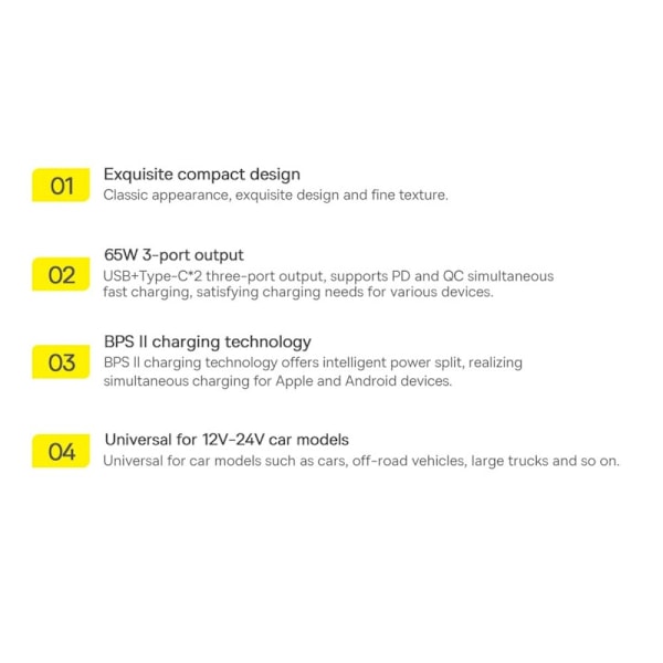 Baseus Golden Contactor Pro billader USB-A + 2x USB-C 65W mørkegrå (CGJP010013)
