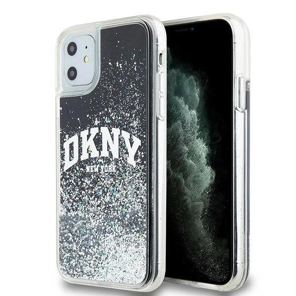 DKNY Liquid Glitter Big Logo Beskyttelsesveske til iPhone 11 / Xr - Svart