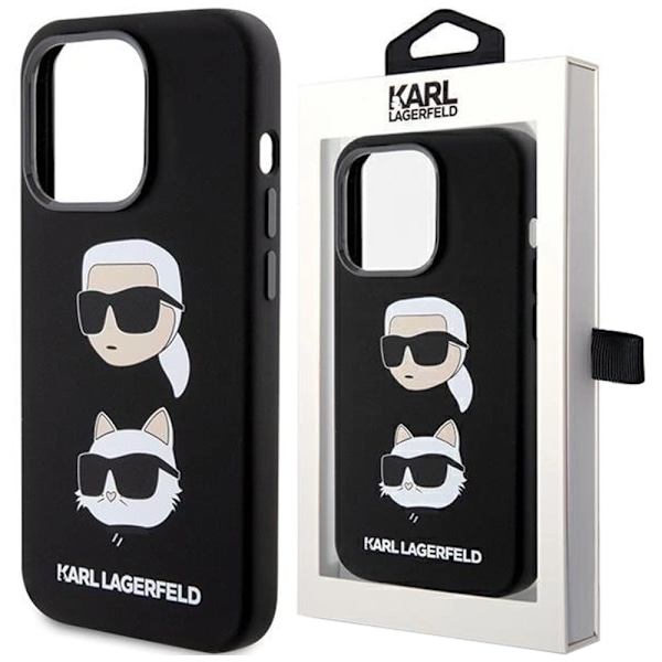 Karl Lagerfeld Silikon Karl&Choupette Head-deksel til iPhone 15 Pro - svart