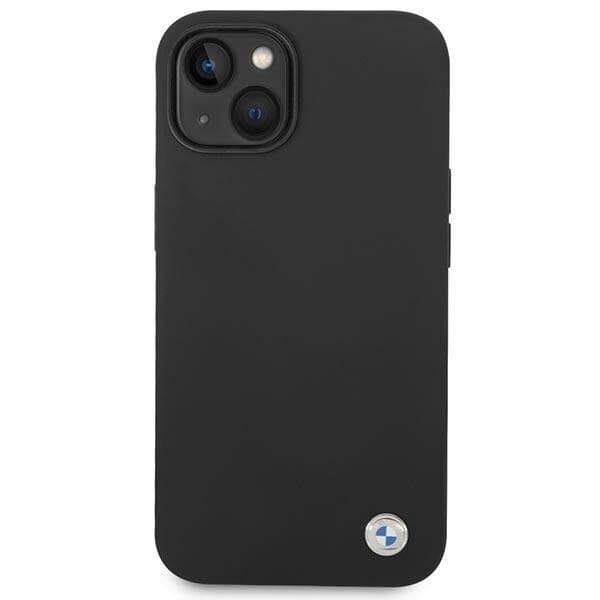 BMW SILIKONE METAL LOGO ETUI TIL IPHONE 14 - SORT