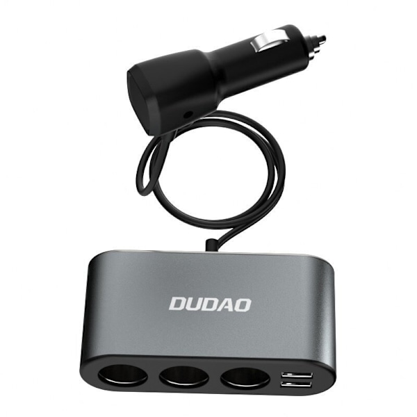 DUDAO BILOPLADER 2XUSB/3X CIGARET LÆNTER STIK SPLITTER SORT