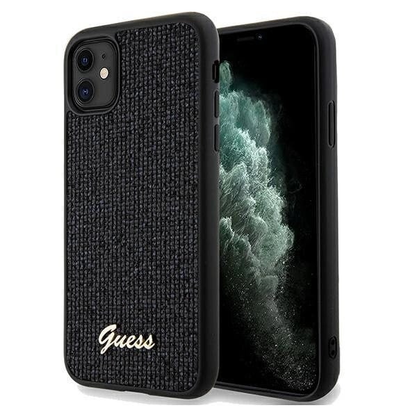 Guess Disco Metal Script-deksel til iPhone 11 / Xr - svart