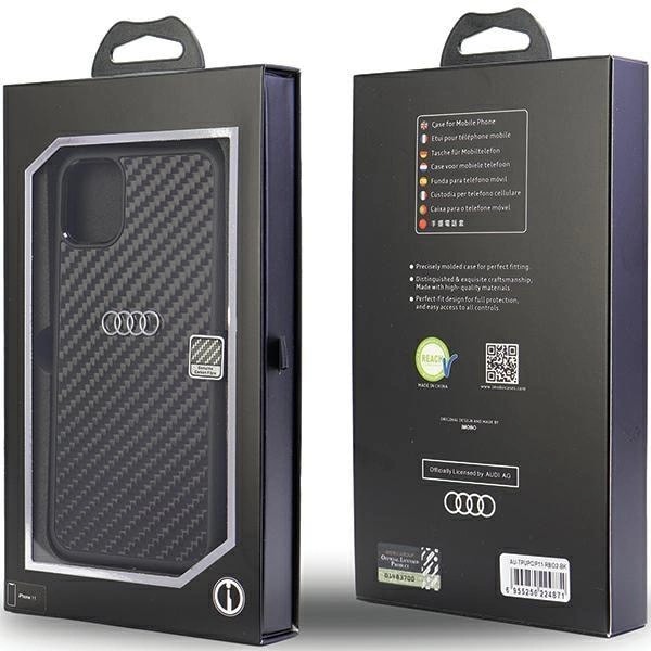 AUDI CARBON FIBER COVER TIL IPHONE 11 / XR - SORT