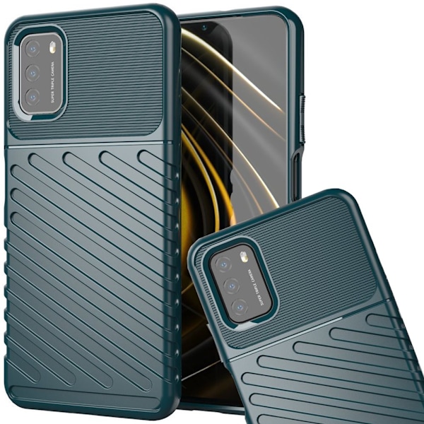 Thunder Case fleksibelt pansret beskyttelsesdeksel for Xiaomi Poco M3 / Xiaomi Redmi 9T grønn