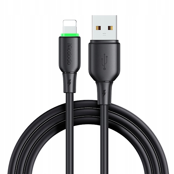 MCDODO LADDARE USB LIGHTNING SNABBLADDNINGSKABEL FÖR IPHONE 1M LED SVART