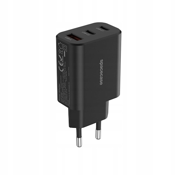 Spacecase Usb C Laddare 30W Gan För Telefon För Iphone Samsung Black