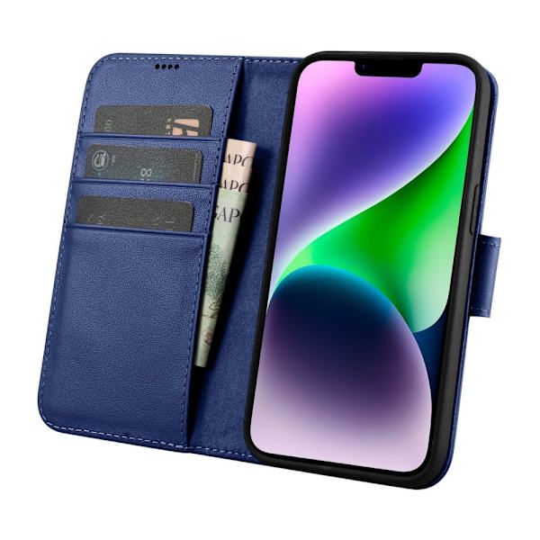 ICARER CASE CASE HOUSING COVER LÆDERCASE TIL IPHONE 14 BLUE