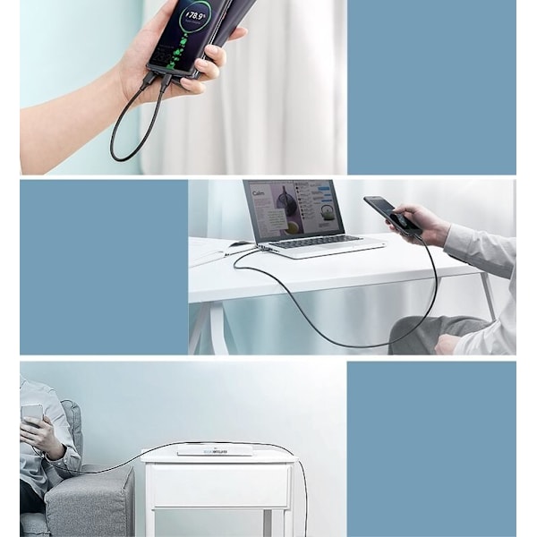 Ugrønn kabel USB - USB Type C 3A 3m svart (60826)