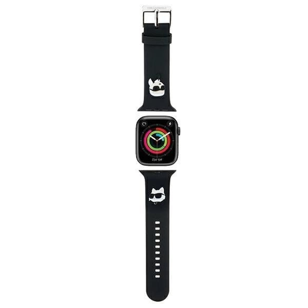 Karl Lagerfeld 3D gummi Karl&Choupette-hodestropp for Apple Watch 38/40/41 mm - svart