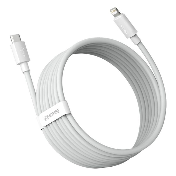 BASEUS WISDOM 2-PAK TYPE-C LIGHTNING CABLE PD20W/2.4A 150CM HVIT