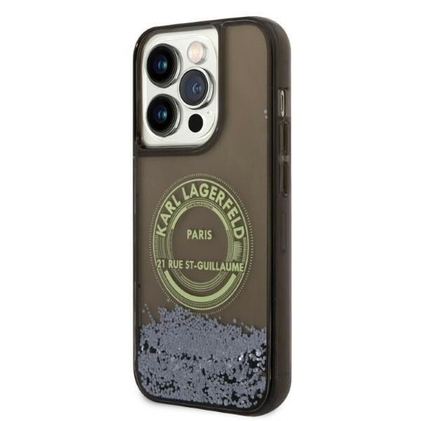 KARL LAGERFELD LIQUID GLITTER RSG ETUI TIL IPHONE 14 PRO - SORT