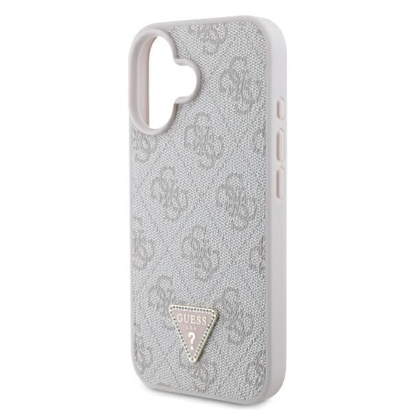 Guess GUHCP16SP4TDSCPP iPhone 16 6,1" rosa/rosa hårdfodral Läder Metall Logotyp Strass Crossbody